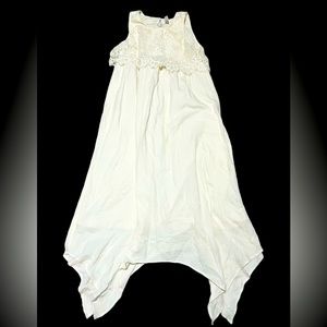 Xhilaration Girls Lace Top Handkerchief Dress Long Cream SZ 14/16